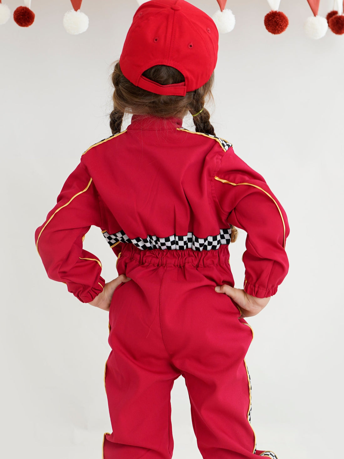 Kids Race Car Costume - Red Long Sleeve Racing Jumpsuit