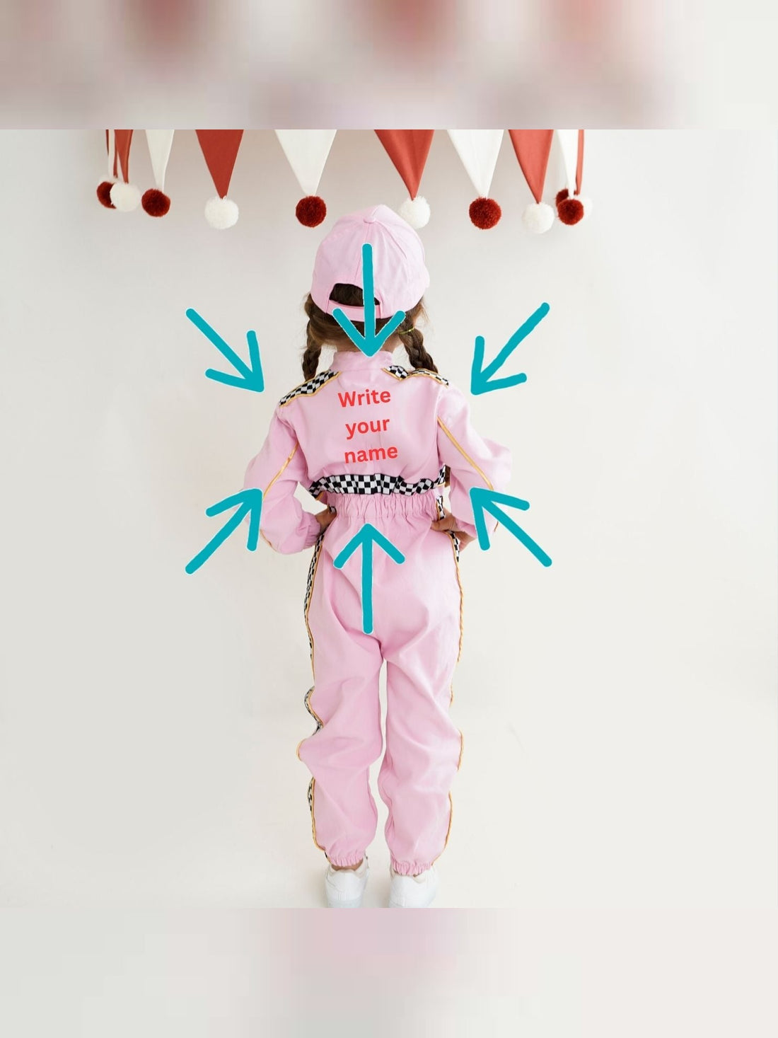 Kids Race Car Costume - Pink Long Sleeve Racing Jumpsuit