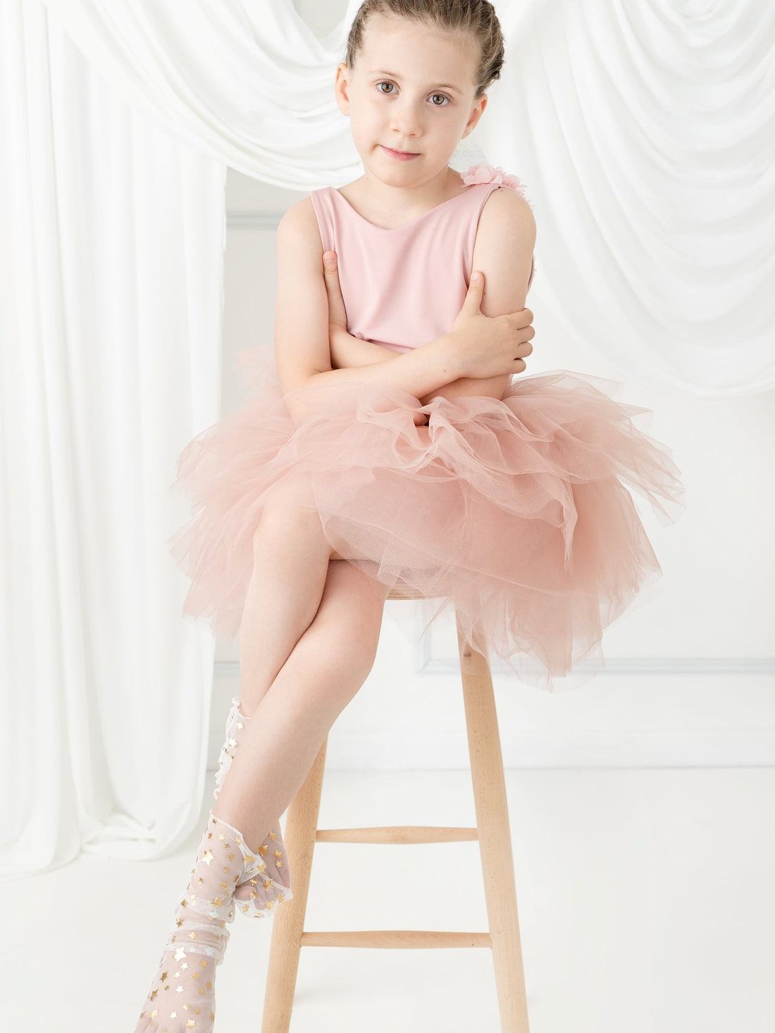 Blush Pink Floral Leotard Ballerina Sleeveless Tutu