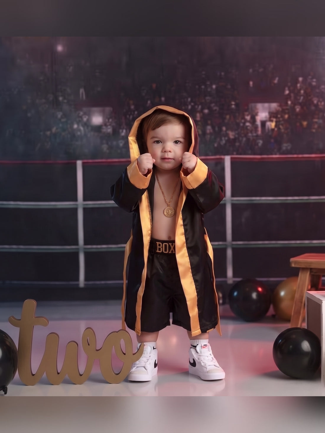 Personalized Kids Boxing Robe Set - Custom Toddler Fighter Outfit
