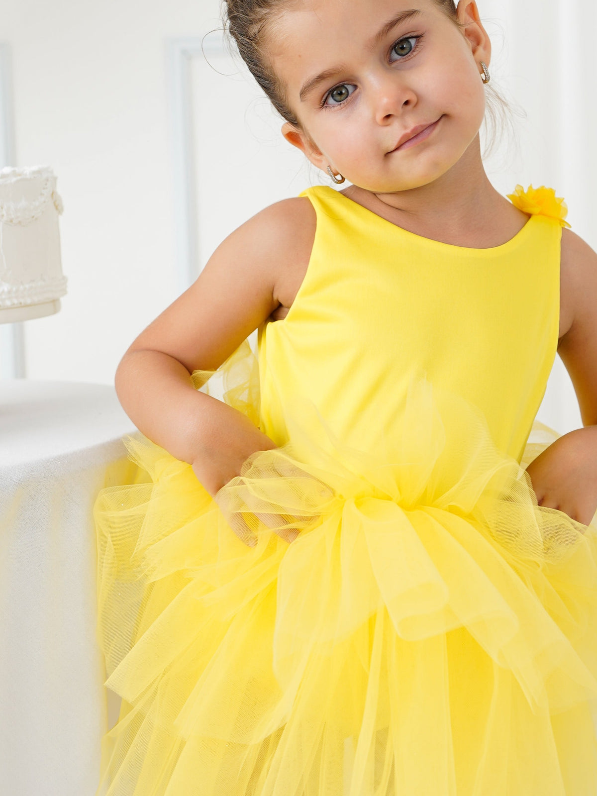 Yelow Floral Leotard Ballerina Sleeveless Tutu