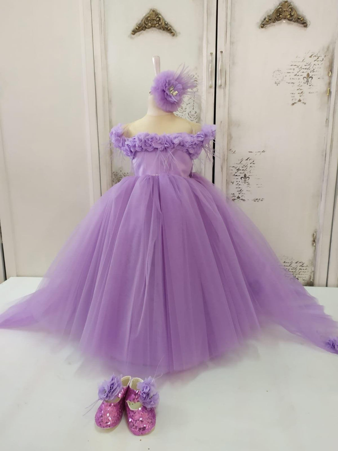 purple flower girl dress