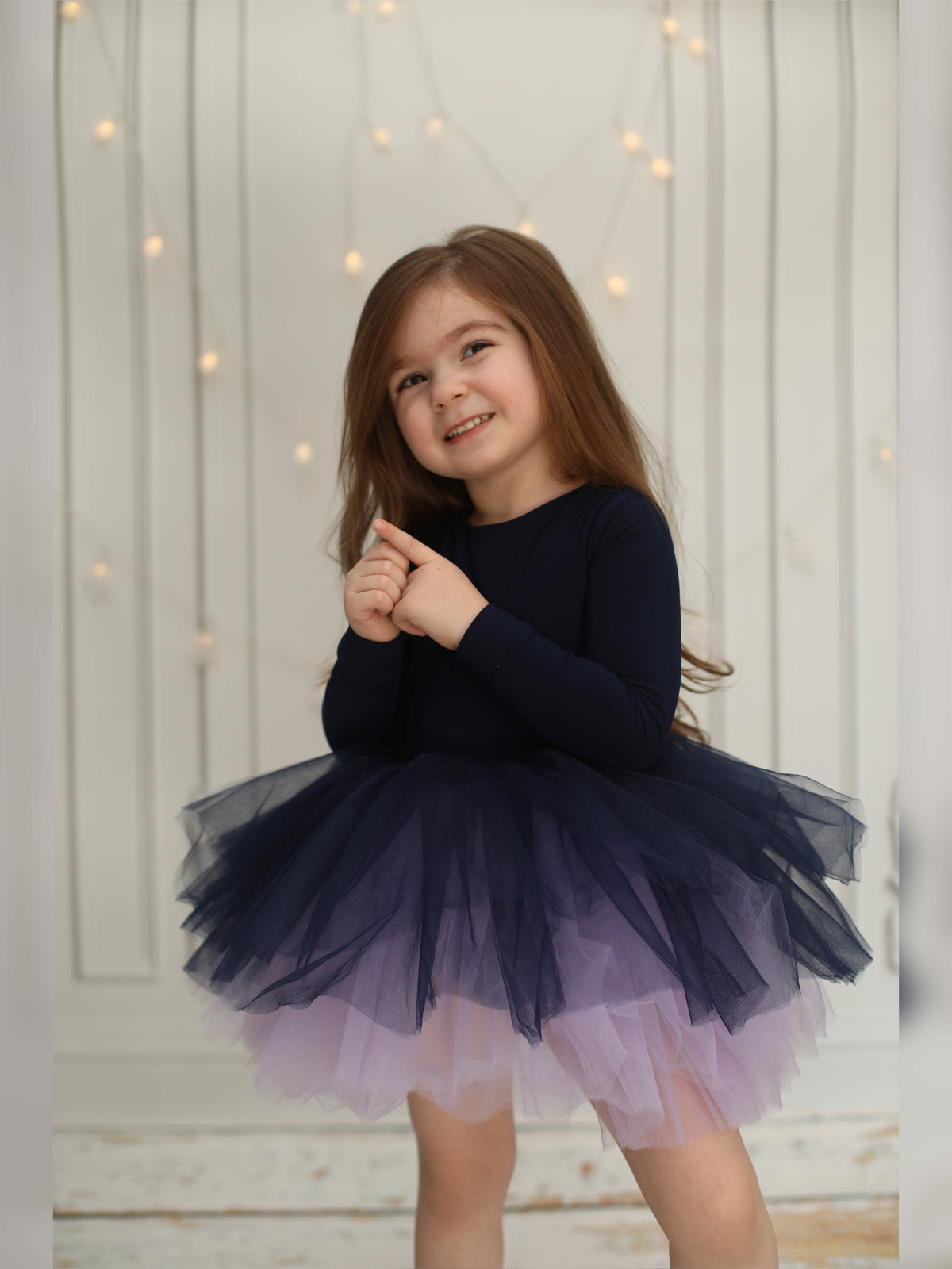 Navy Blue Leotard Ballerina Long Sleeve Tutu