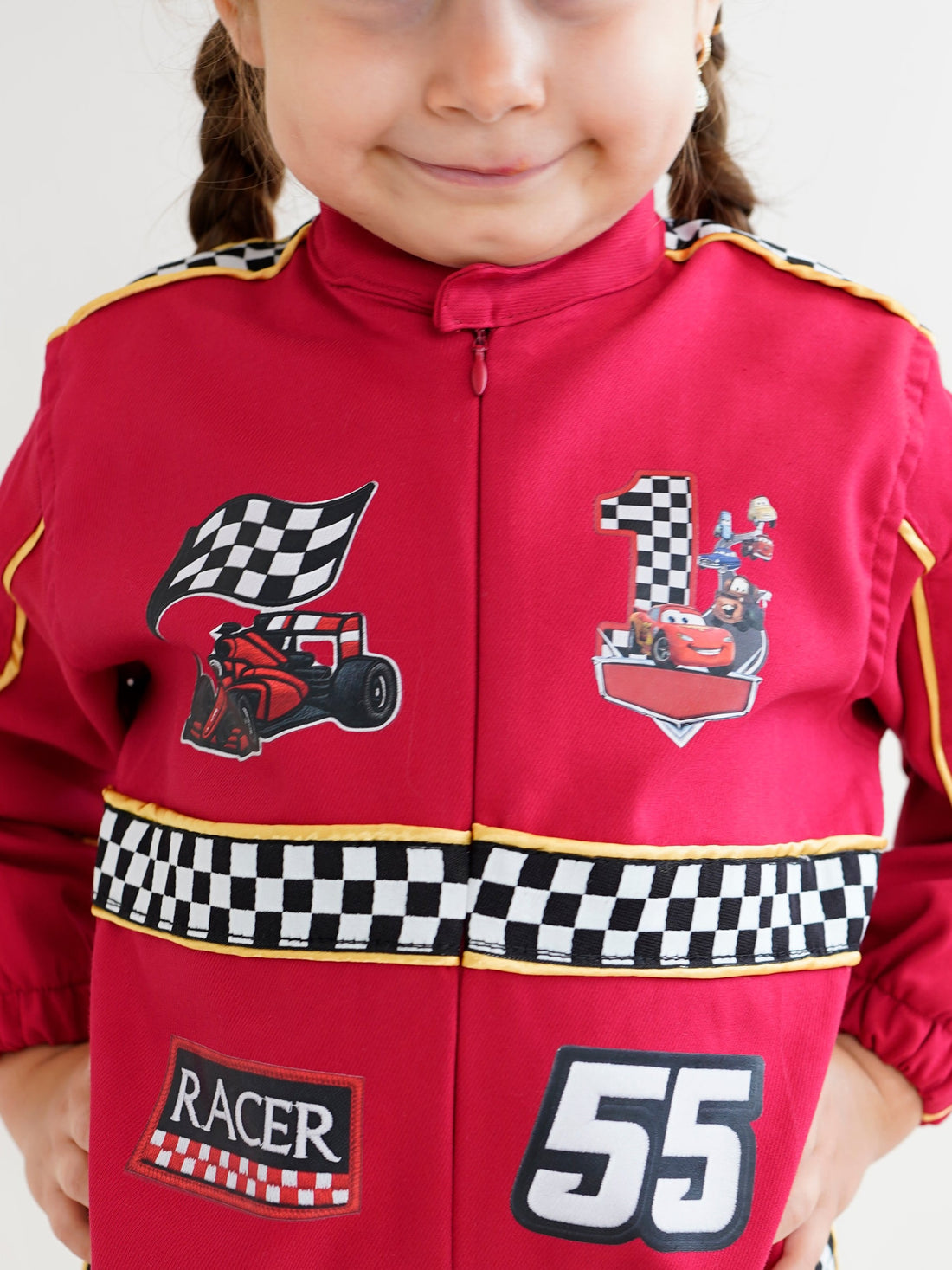Kids Race Car Costume - Red Long Sleeve Racing Jumpsuit