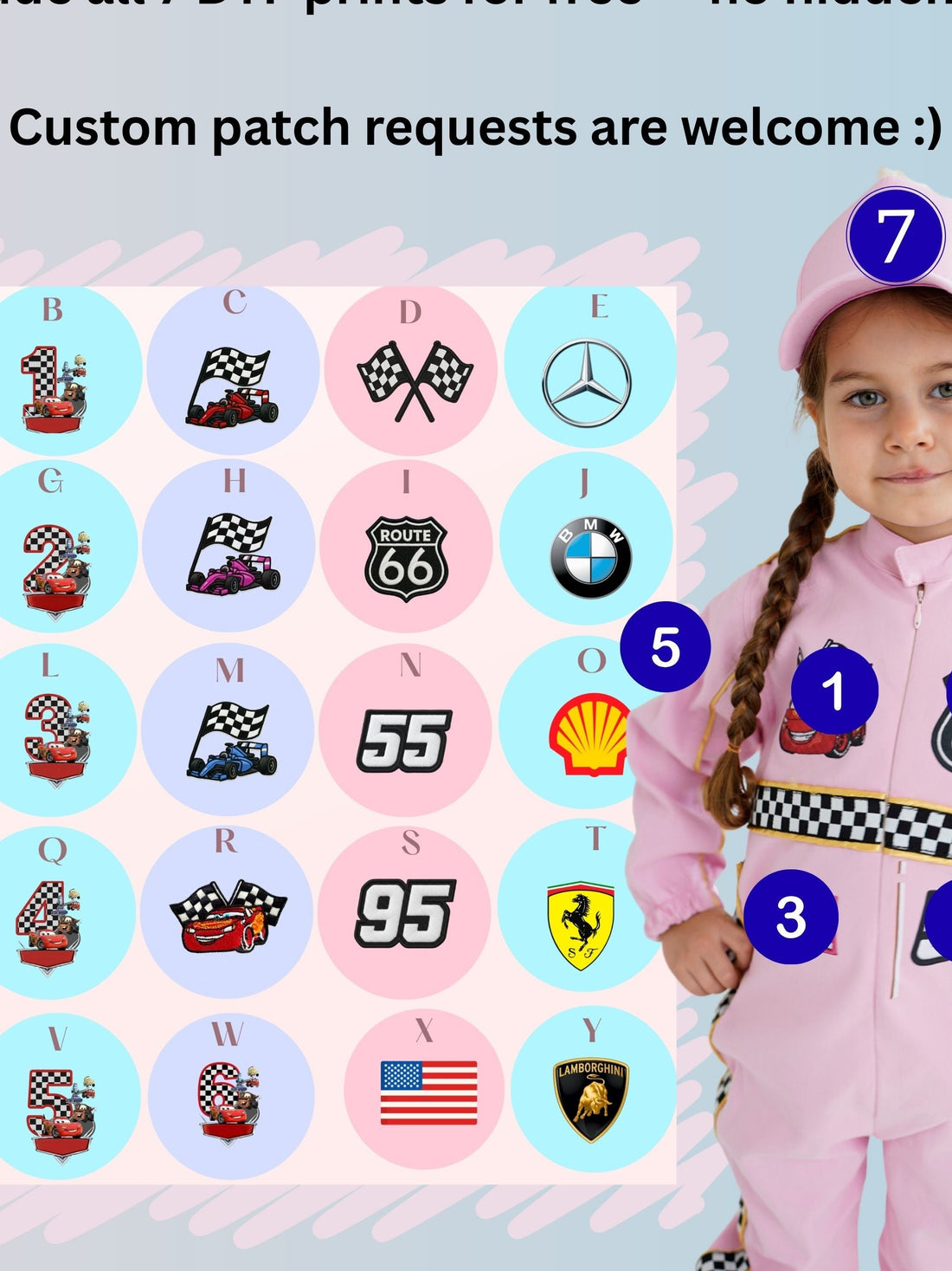 Kids Race Car Costume - Pink Long Sleeve Racing Jumpsuit