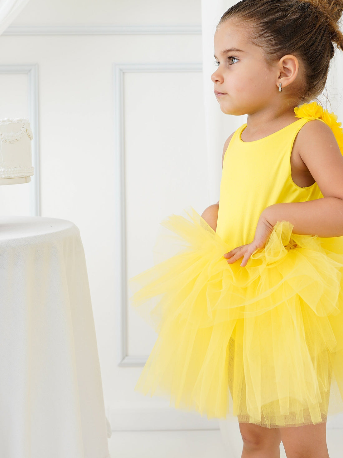 Yelow Floral Leotard Ballerina Sleeveless Tutu