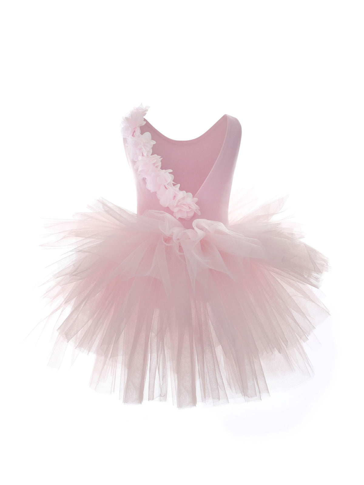 a little girl's pink dress on a white background