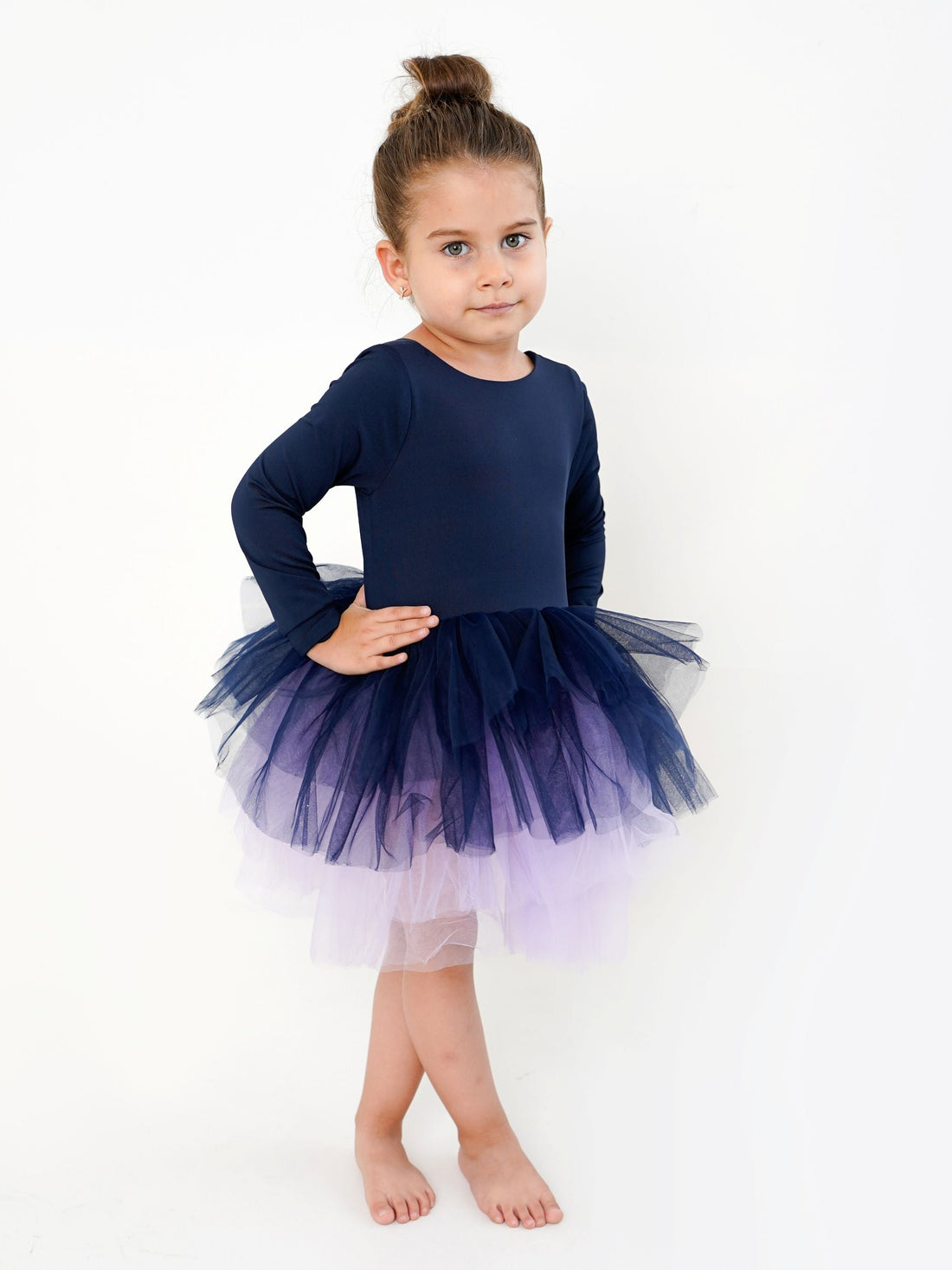 Navy Blue Leotard Ballerina Long Sleeve Tutu