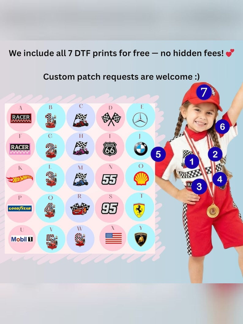 Kids Race Car Costume - Red - White Long Sleeve Racing Jumpsuit