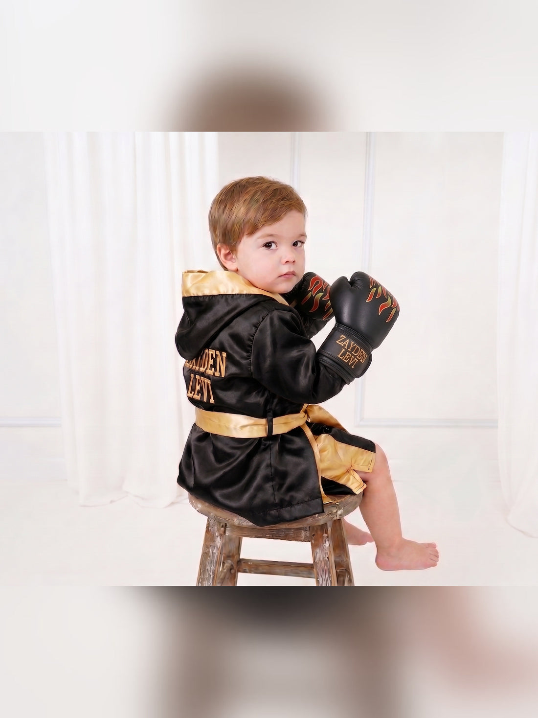 Personalized Kids Boxing Robe Set - Custom Toddler Fighter Outfit