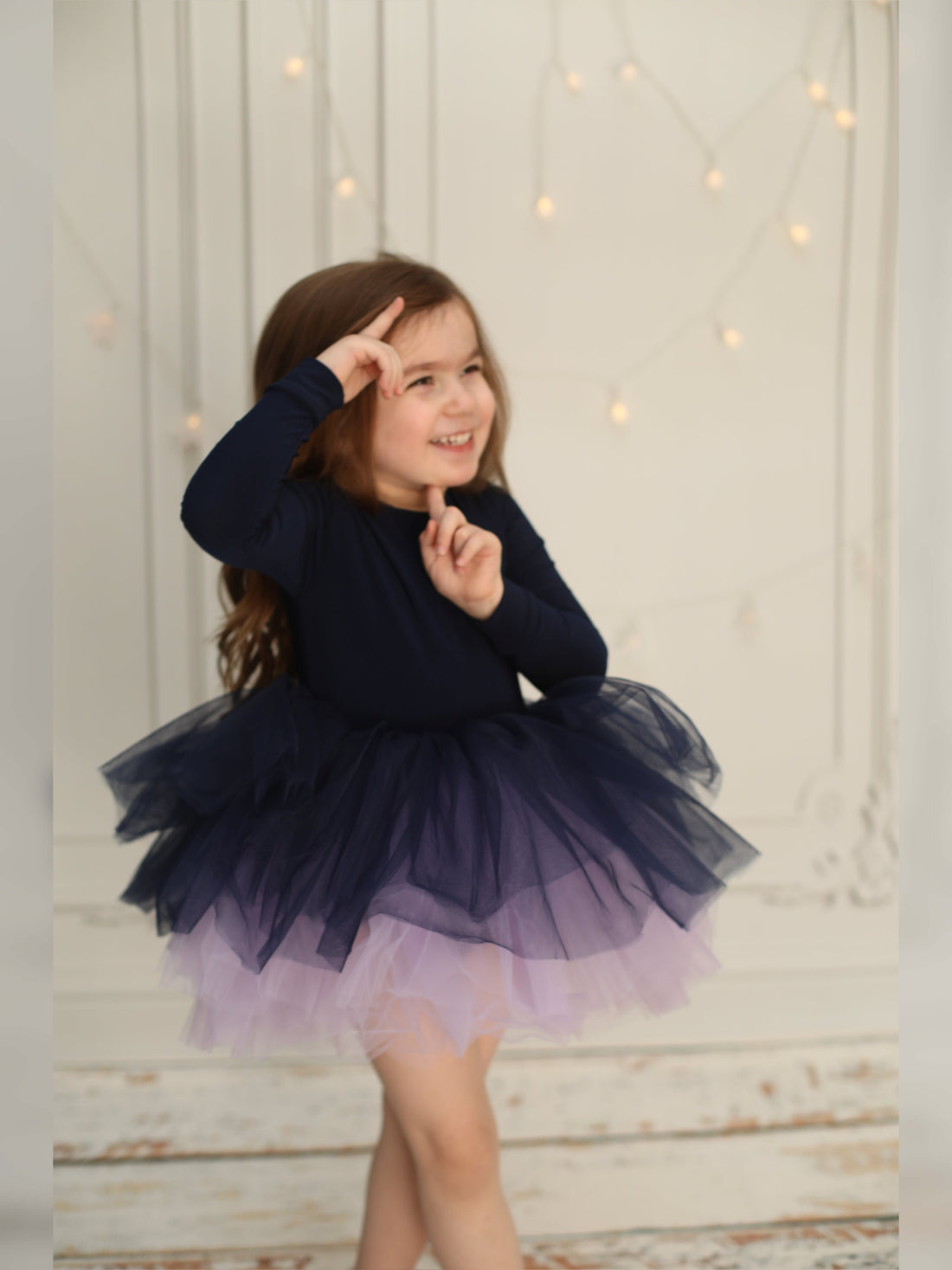 Navy Blue Leotard Ballerina Long Sleeve Tutu