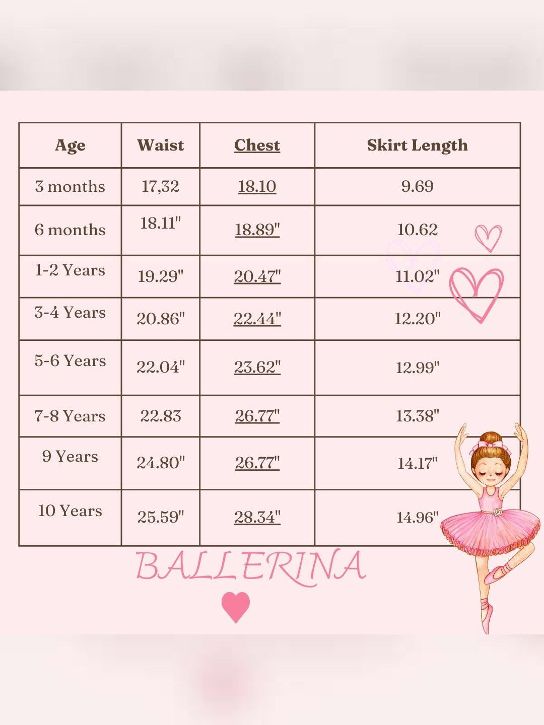 a girl's height chart for a ballerina