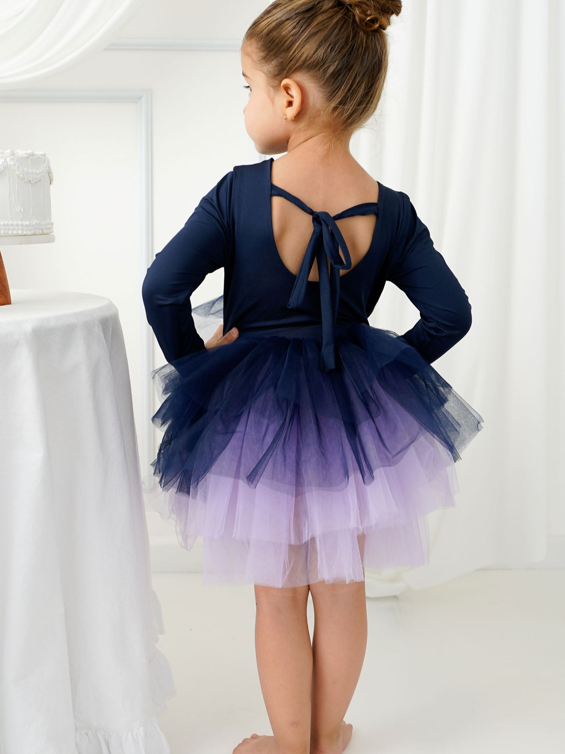 Navy Blue Leotard Ballerina Long Sleeve Tutu