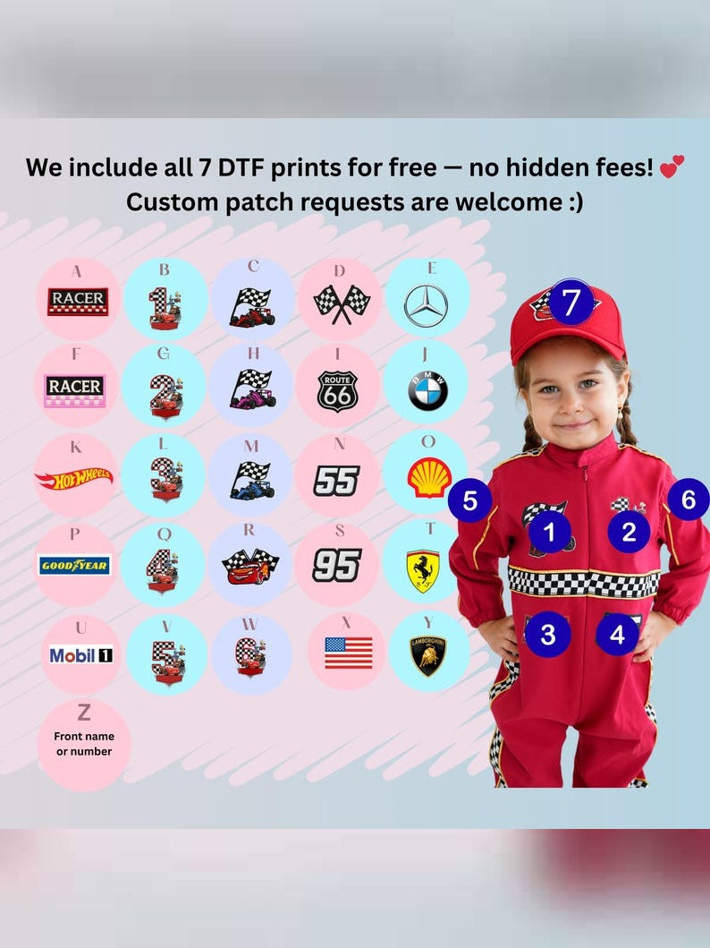 Kids Race Car Costume short sleeve with shorts