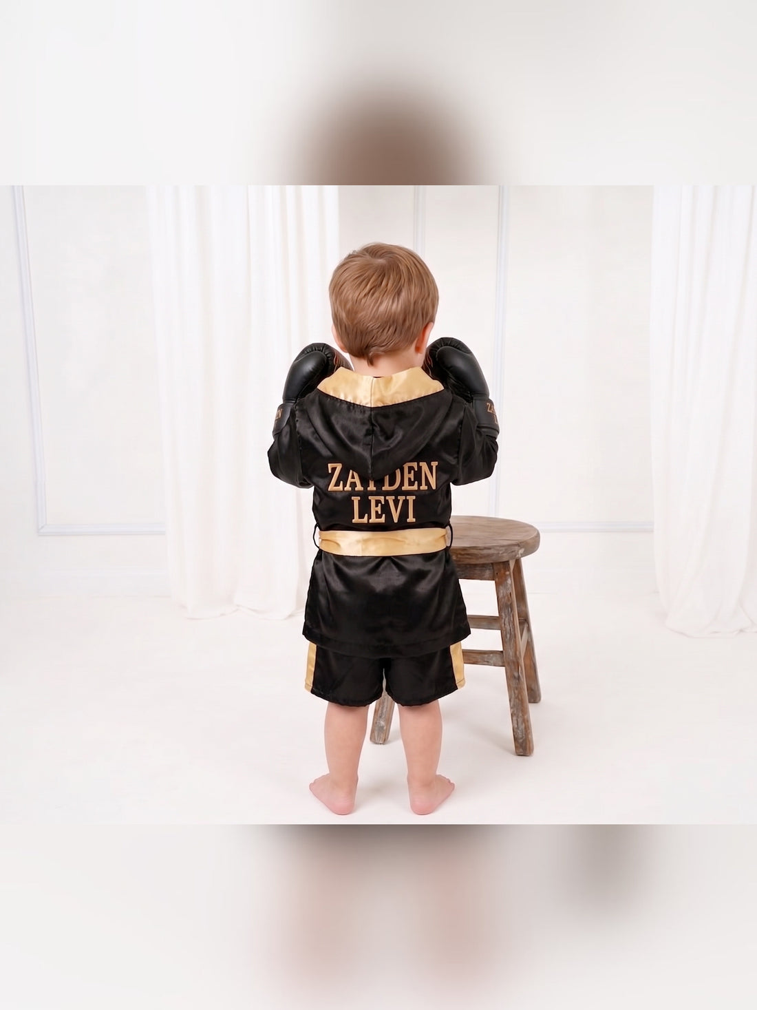 Personalized Kids Boxing Robe Set - Custom Toddler Fighter Outfit