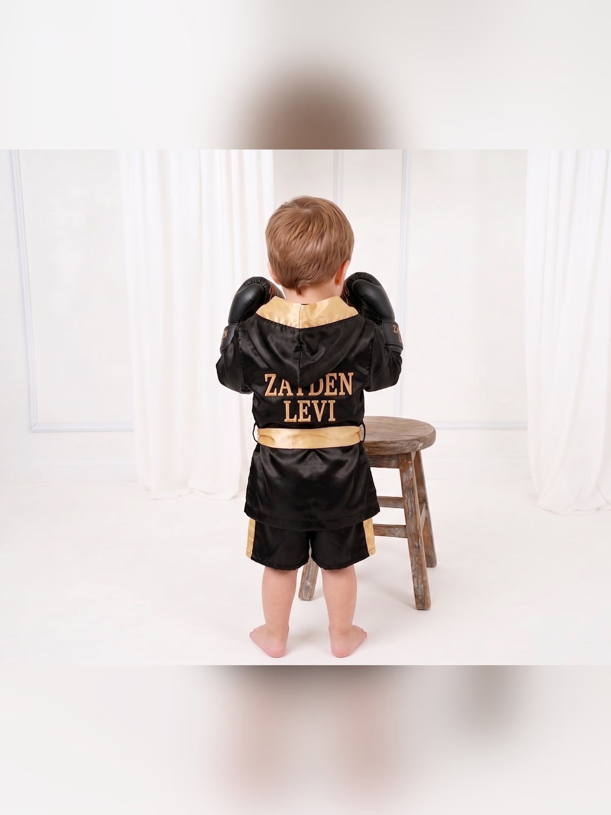 Personalized Kids Boxing Robe Set - Custom Toddler Fighter Outfit