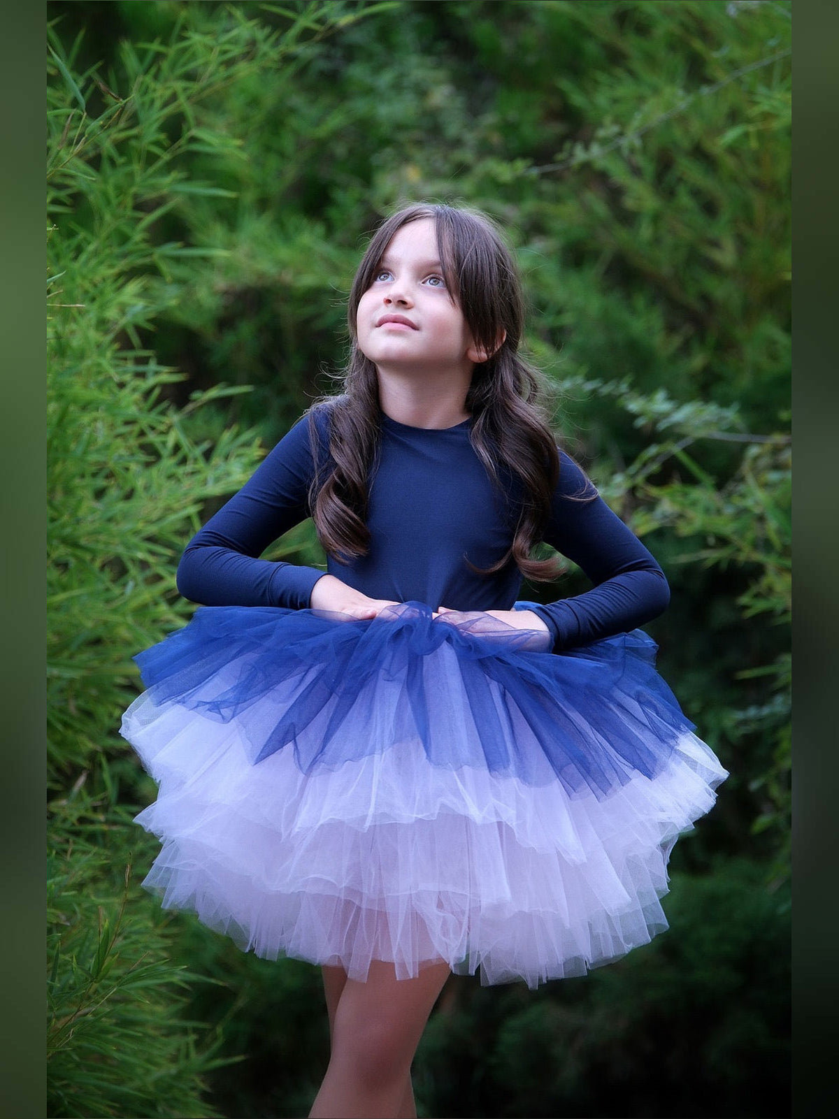 Navy Blue Leotard Ballerina Long Sleeve Tutu