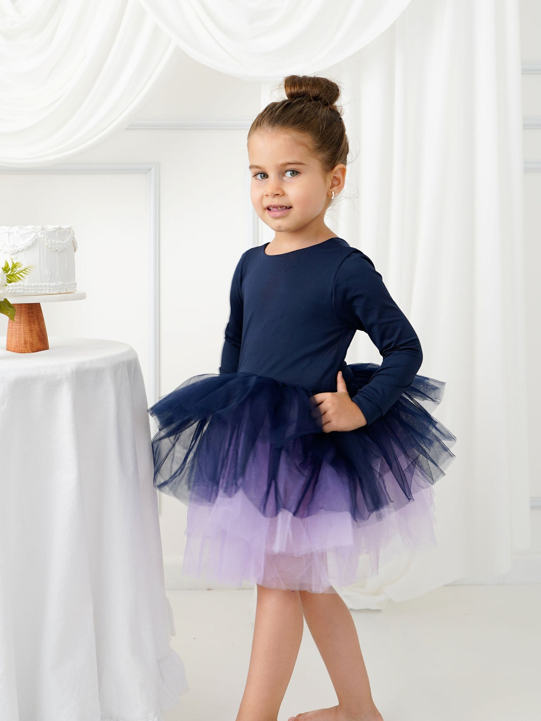 Navy Blue Leotard Ballerina Long Sleeve Tutu