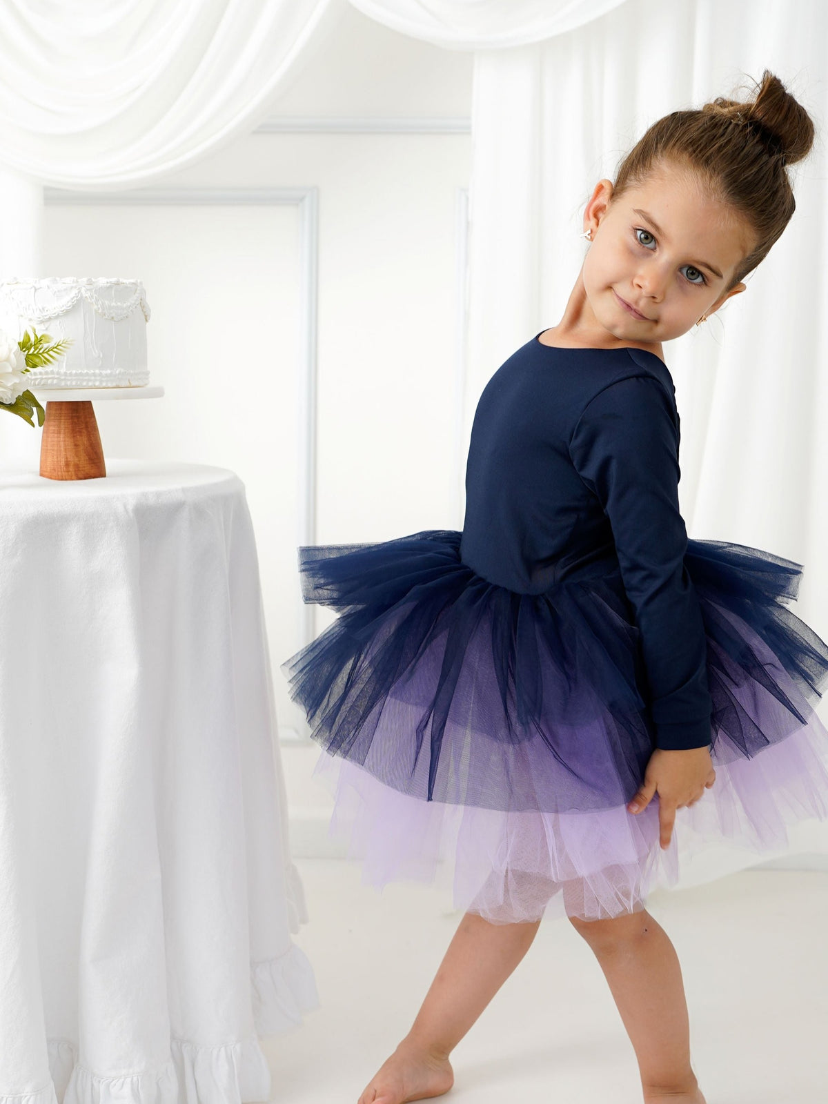 Navy Blue Leotard Ballerina Long Sleeve Tutu