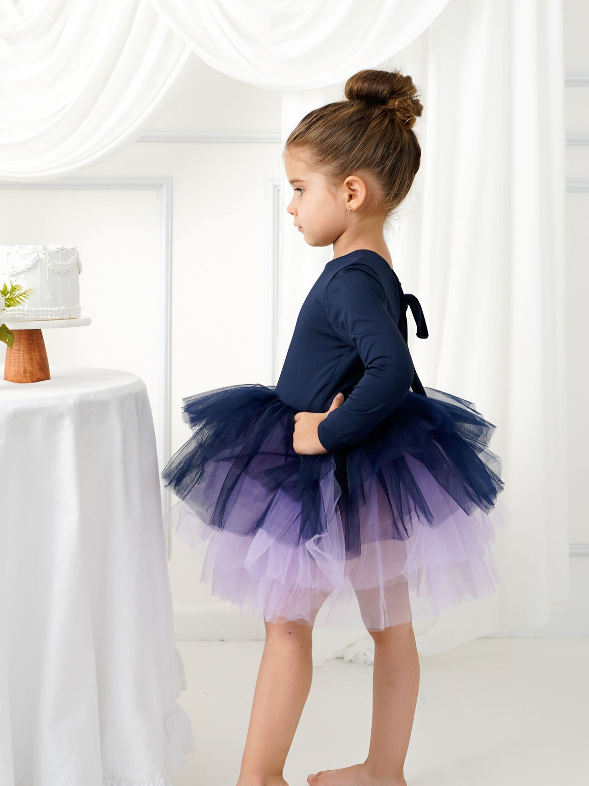 Navy Blue Leotard Ballerina Long Sleeve Tutu
