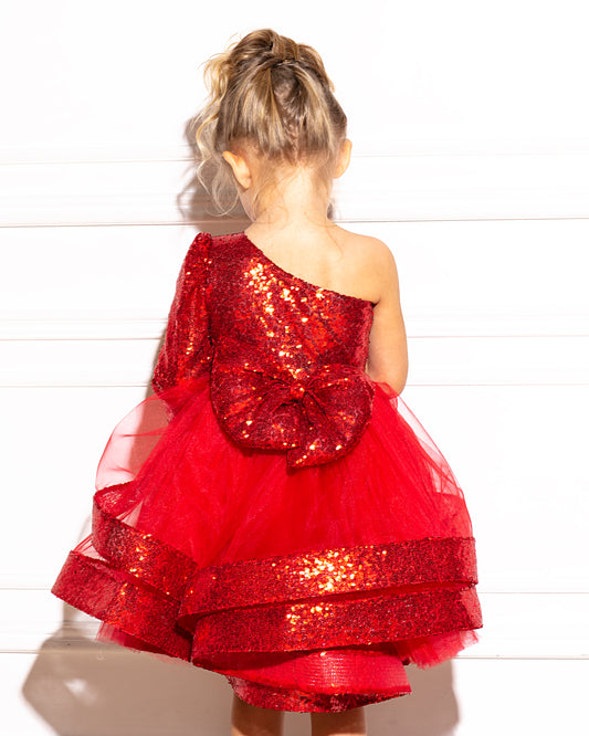 Maggy red sequin girl dress