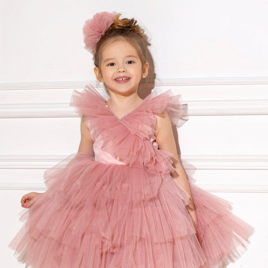 Melis birthday baby dress blush