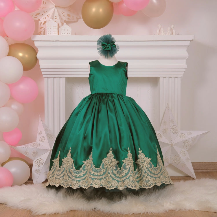 Matilda Christmas girl dress emerald