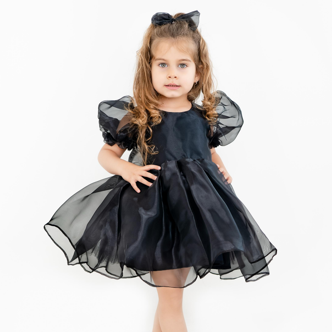 Black Ballon sleeve dress Baby Girl Dress for Special Occasion