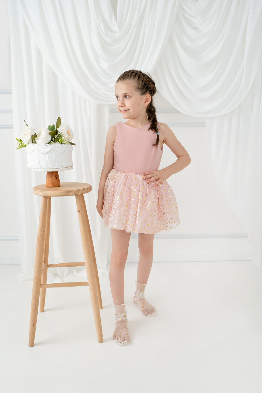 Blush tutu balerina dress with star Baby Girl Dress for Special Occasion
