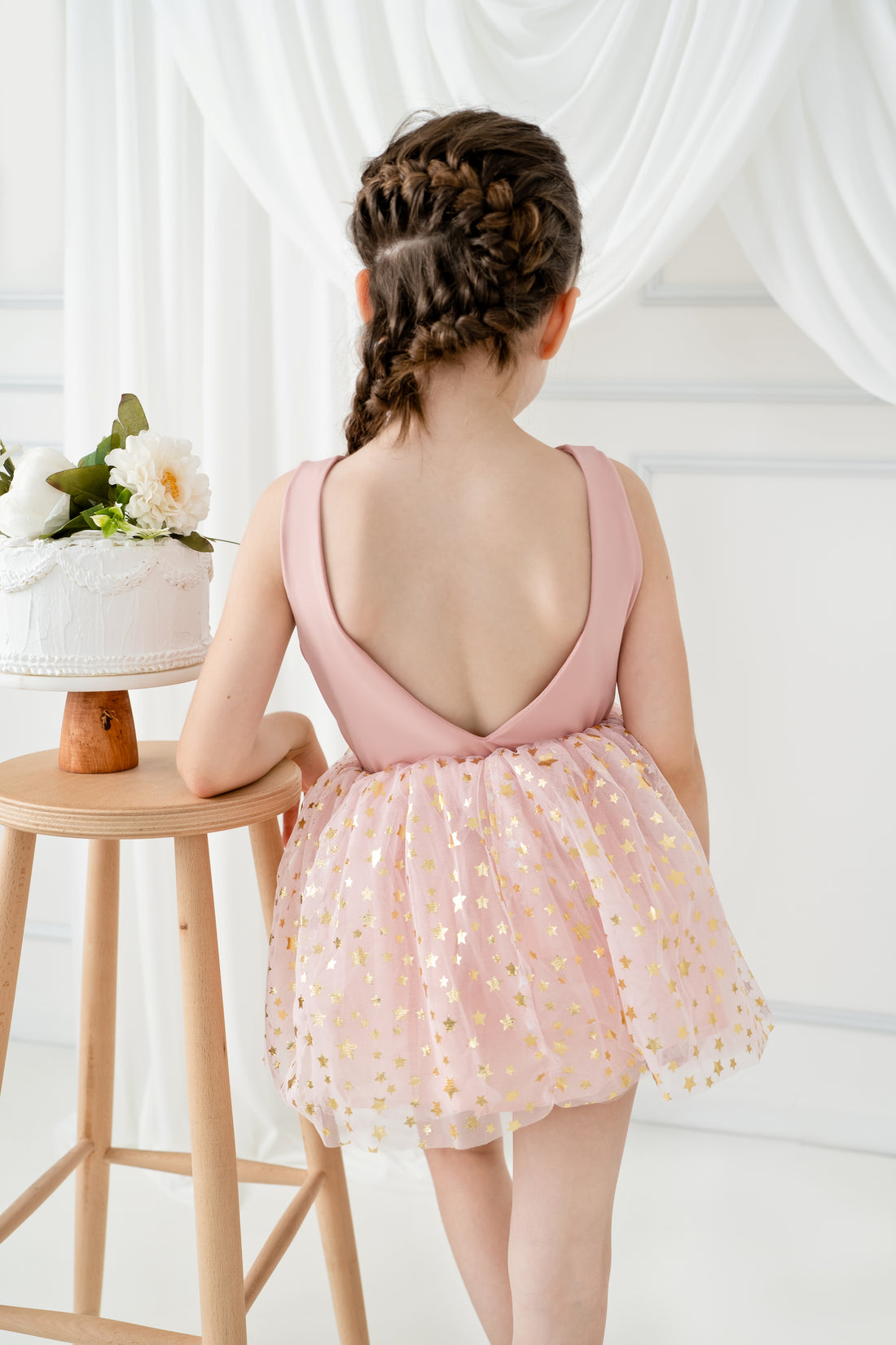 Blush tutu balerina dress with star Baby Girl Dress for Special Occasion