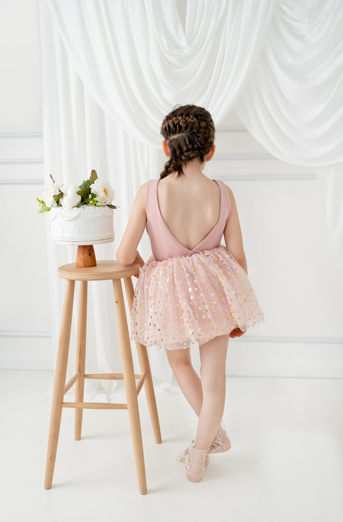 Blush tutu balerina dress with star Baby Girl Dress for Special Occasion