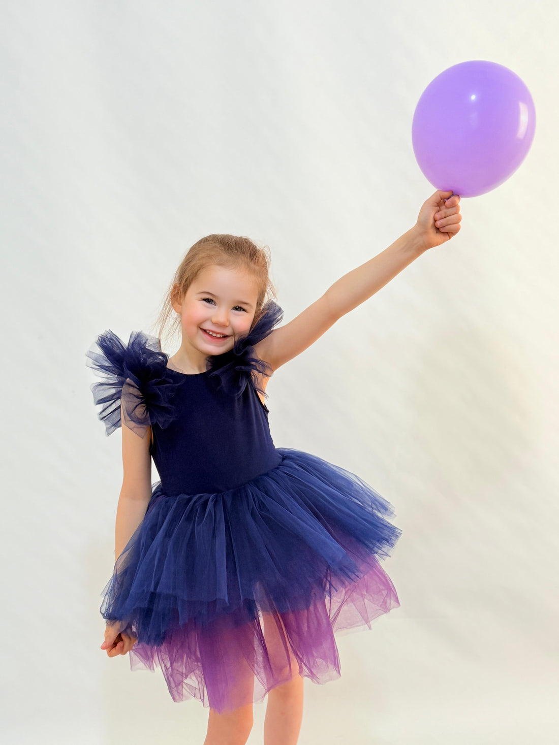 Navy Blue Fluffy Leotard Ballerina Sleeveless Tutu Baby Girl Dress for Special Occasion