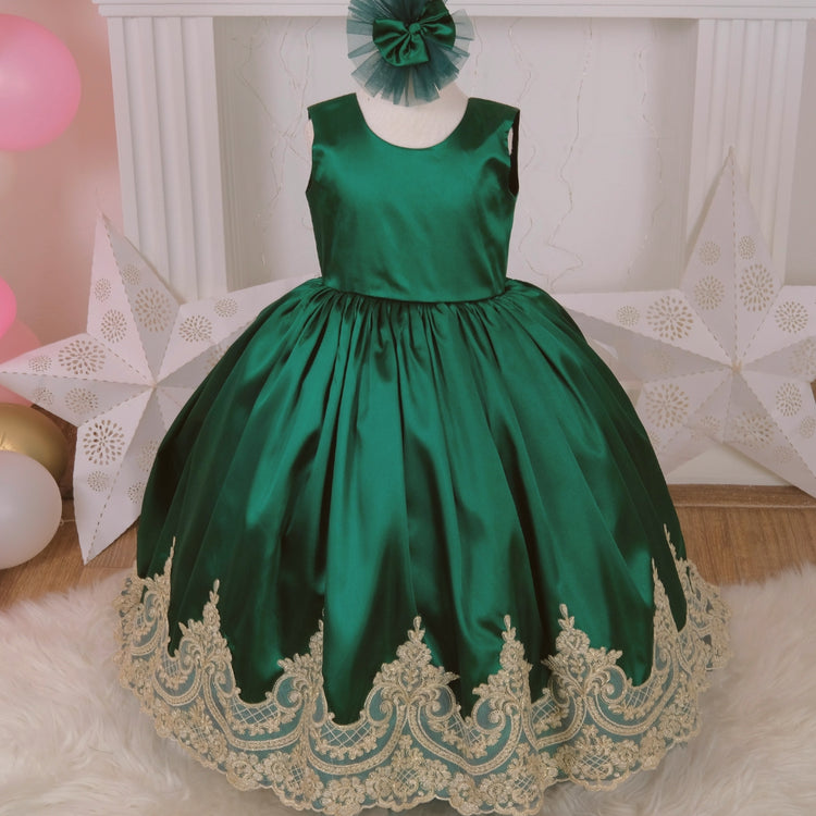 Matilda Christmas girl dress emerald