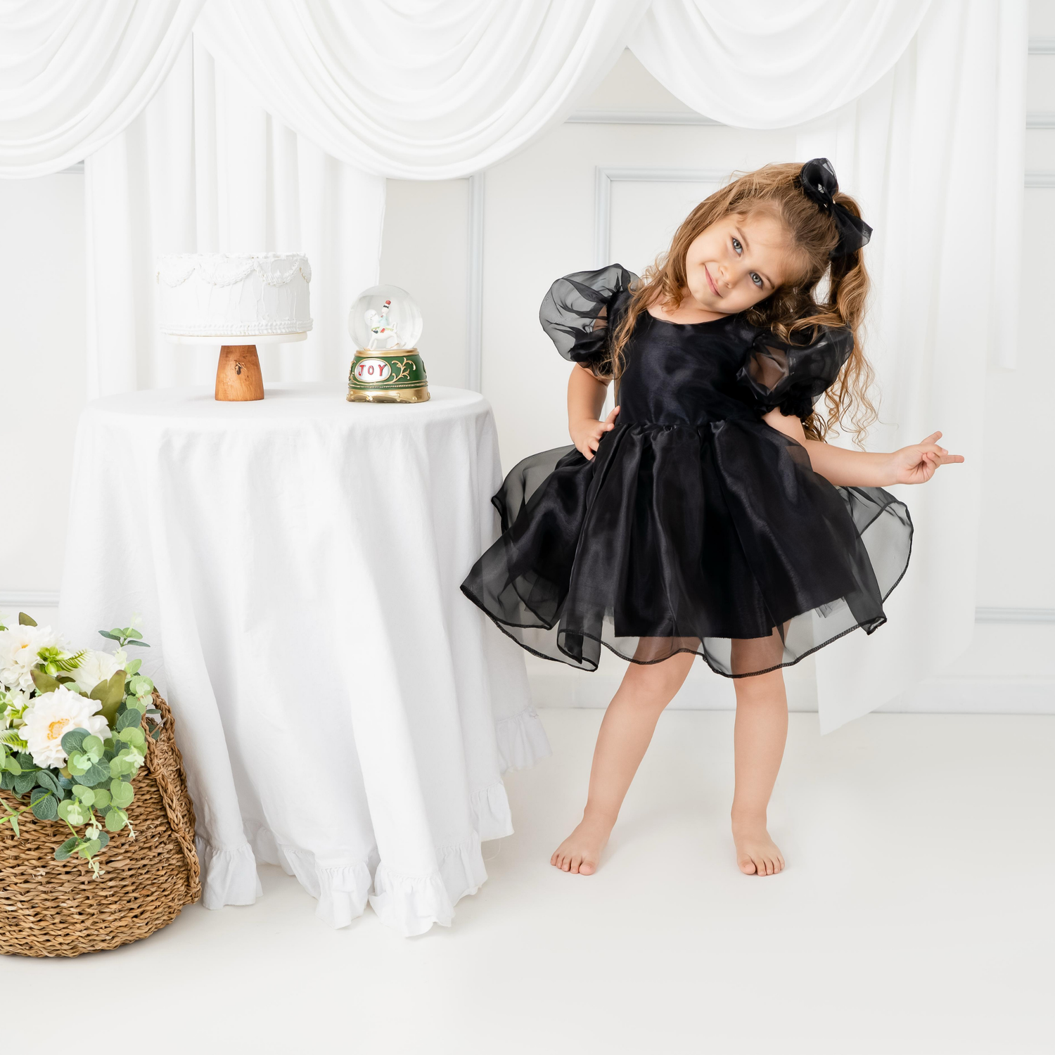 Black Ballon sleeve dress Baby Girl Dress