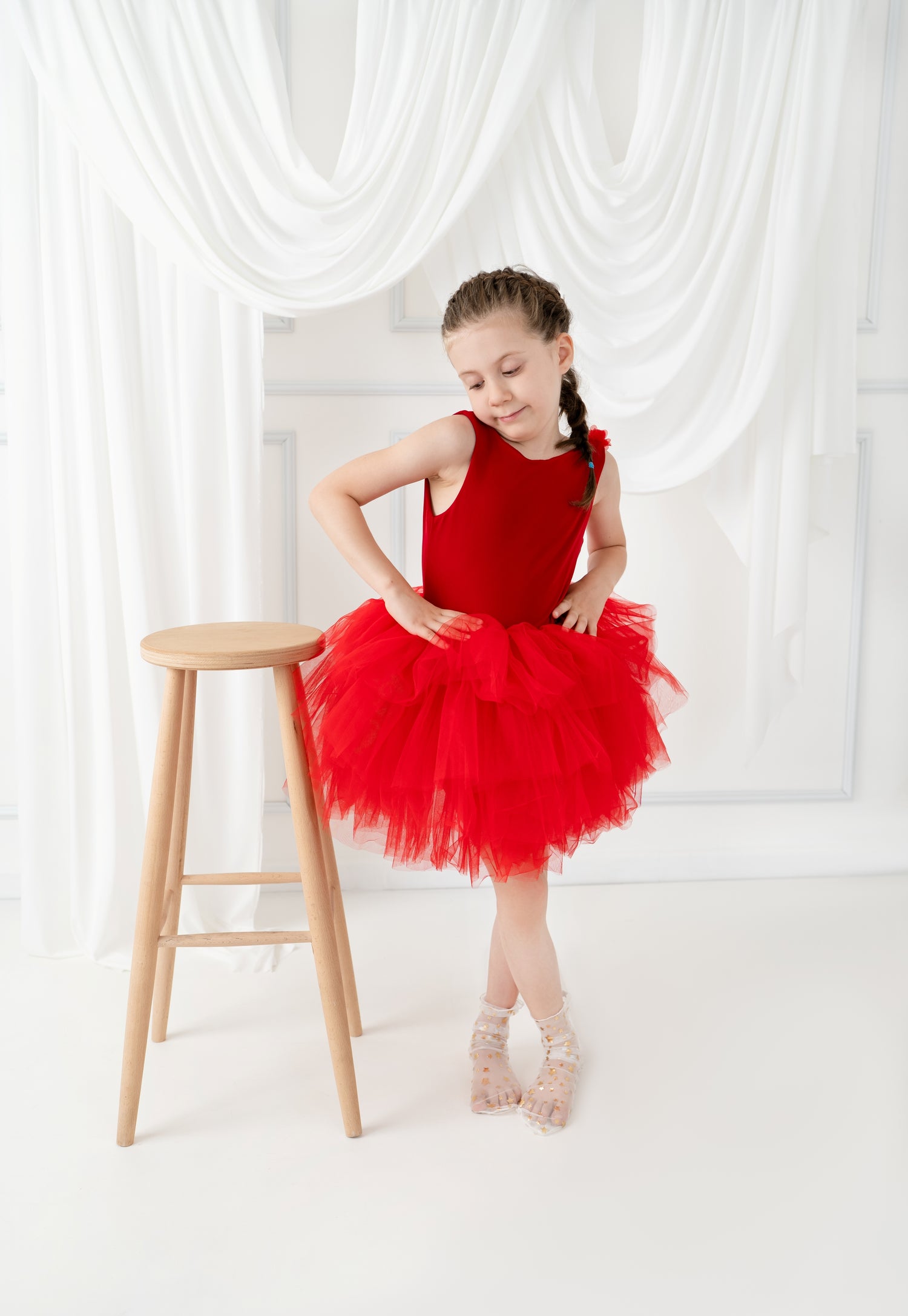 Red flower leotard ballerina dress Baby Girl Dress