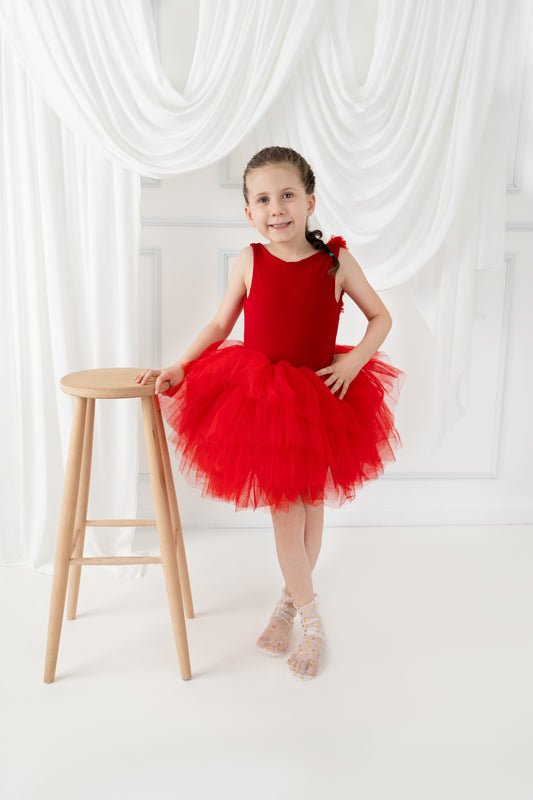 Red flower leotard ballerina dress Baby Girl Dress