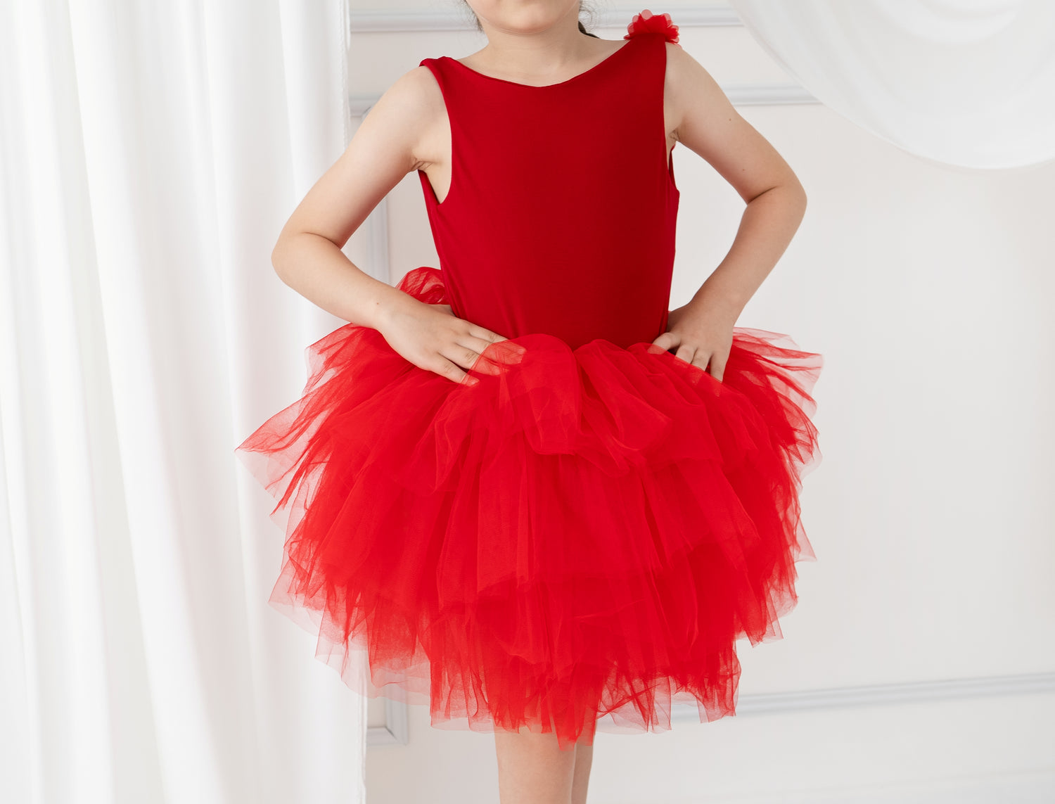 Red flower leotard ballerina dress Baby Girl Dress