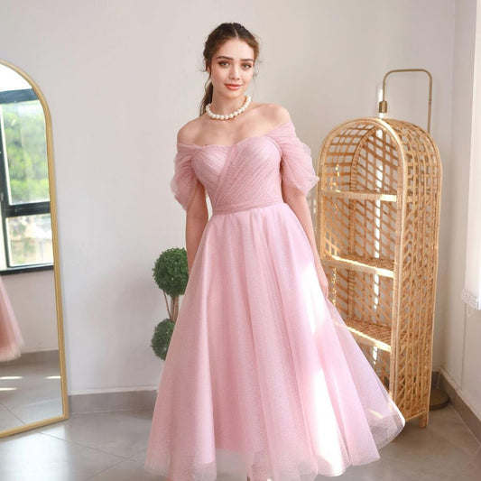 Women prom dress glittery pink