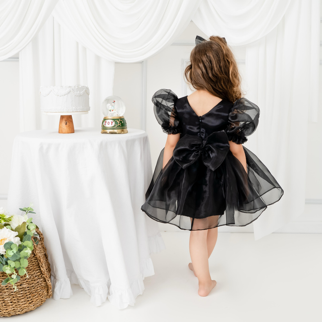 Black Ballon sleeve dress Baby Girl Dress for Special Occasion