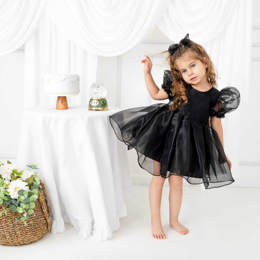 Black Ballon sleeve dress Baby Girl Dress for Special Occasion