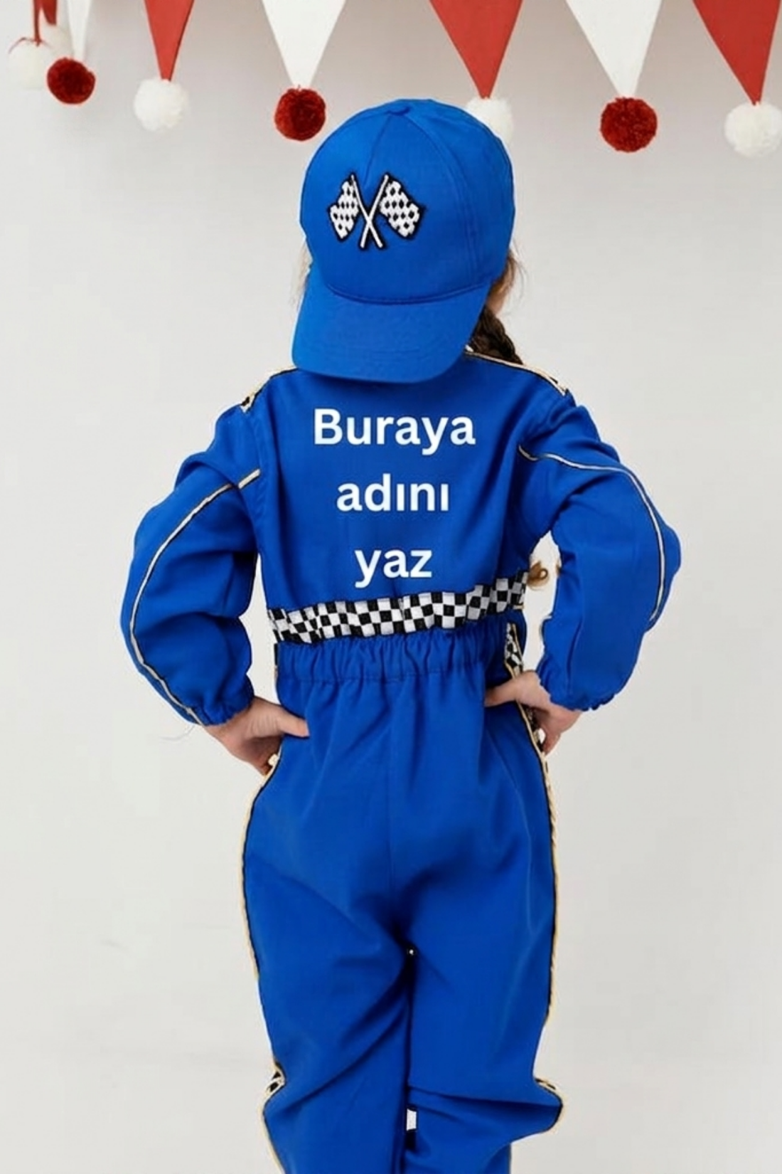 Kids Race Car Costume - Dark Blue Long Sleeve Racing Jumpsuit Baby Girl Dress for Special Occasion