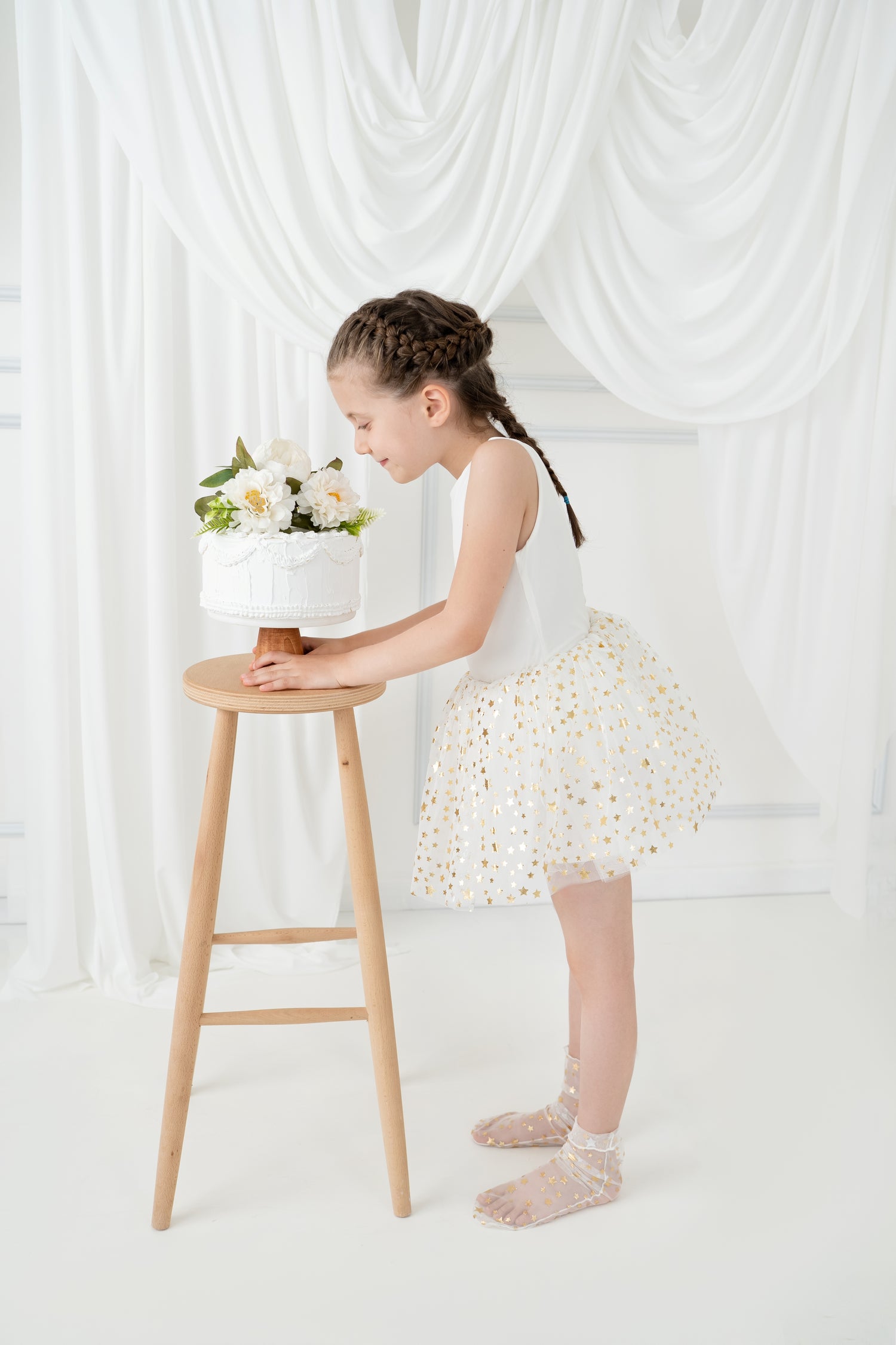 White tutu balerina dress with star Baby Girl Dress
