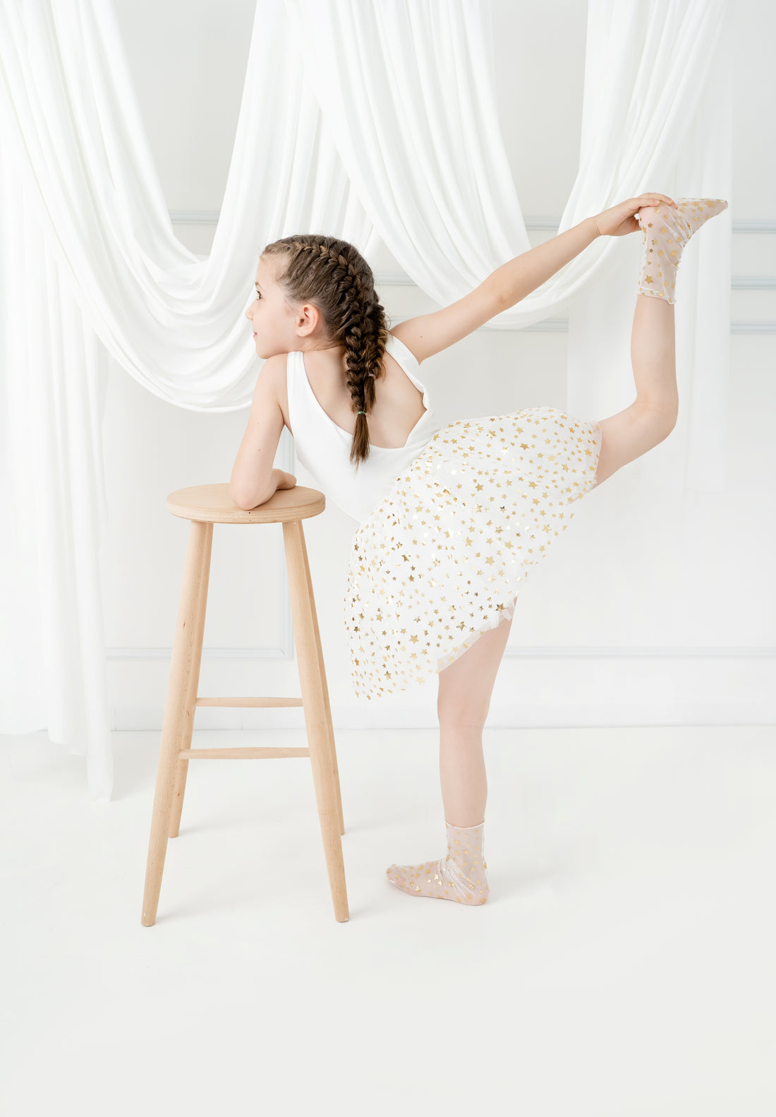 White tutu balerina dress with star Baby Girl Dress for Special Occasion