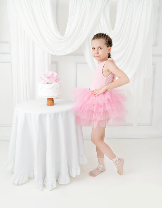 Light pink flower leotard ballerina dress