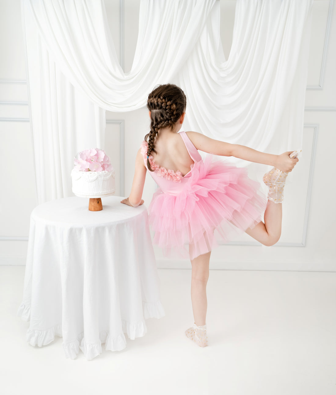 Light pink flower leotard ballerina dress Baby Girl Dress for Special Occasion