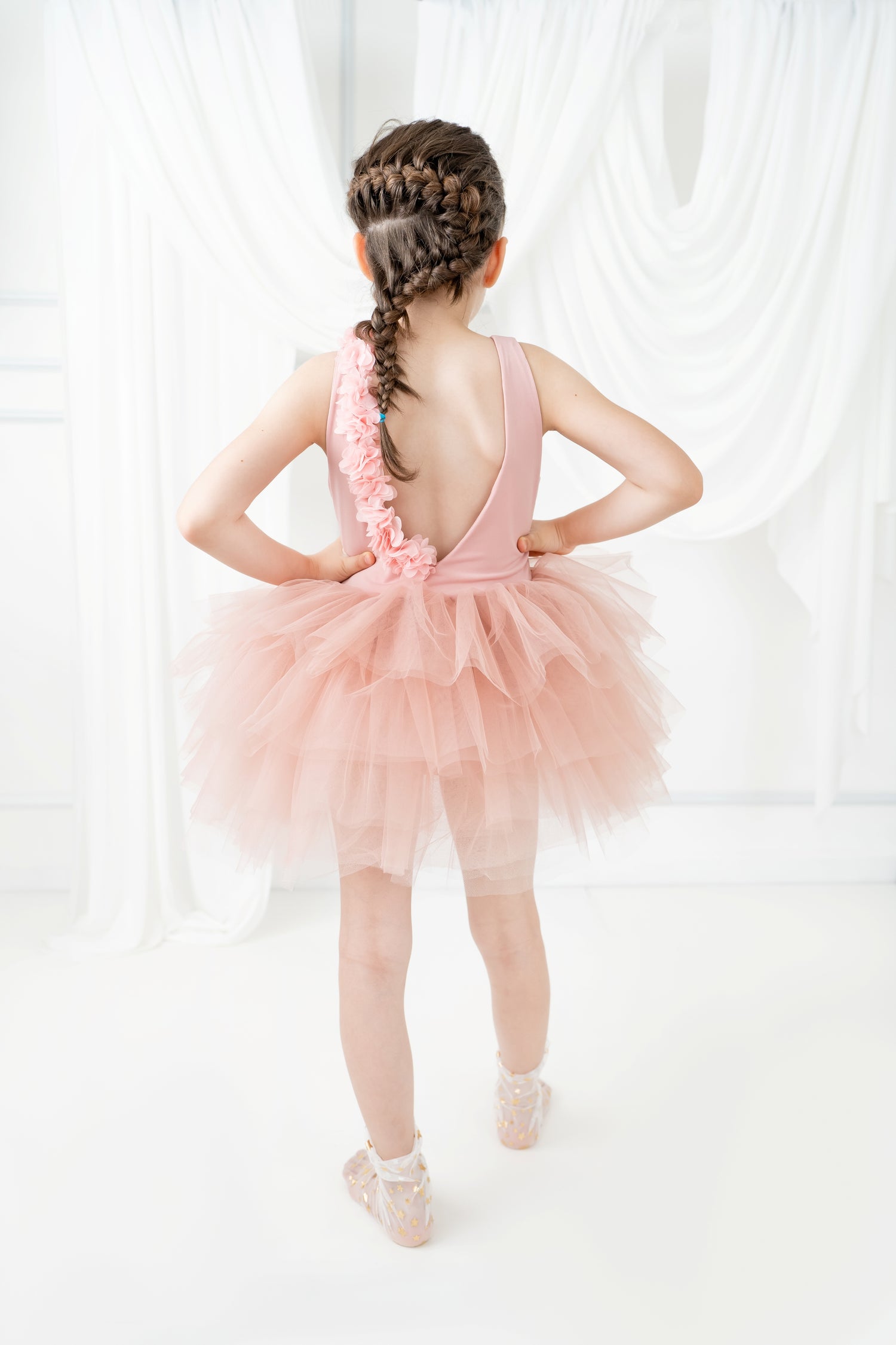 Blush pink flower leotard ballerina dress Baby Girl Dress
