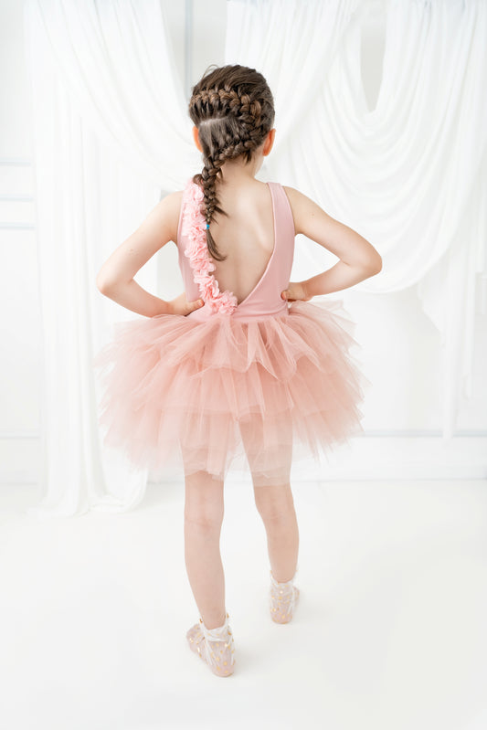 Blush pink flower leotard ballerina dress