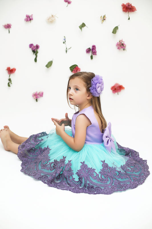 Esma flower girl dress turqouise