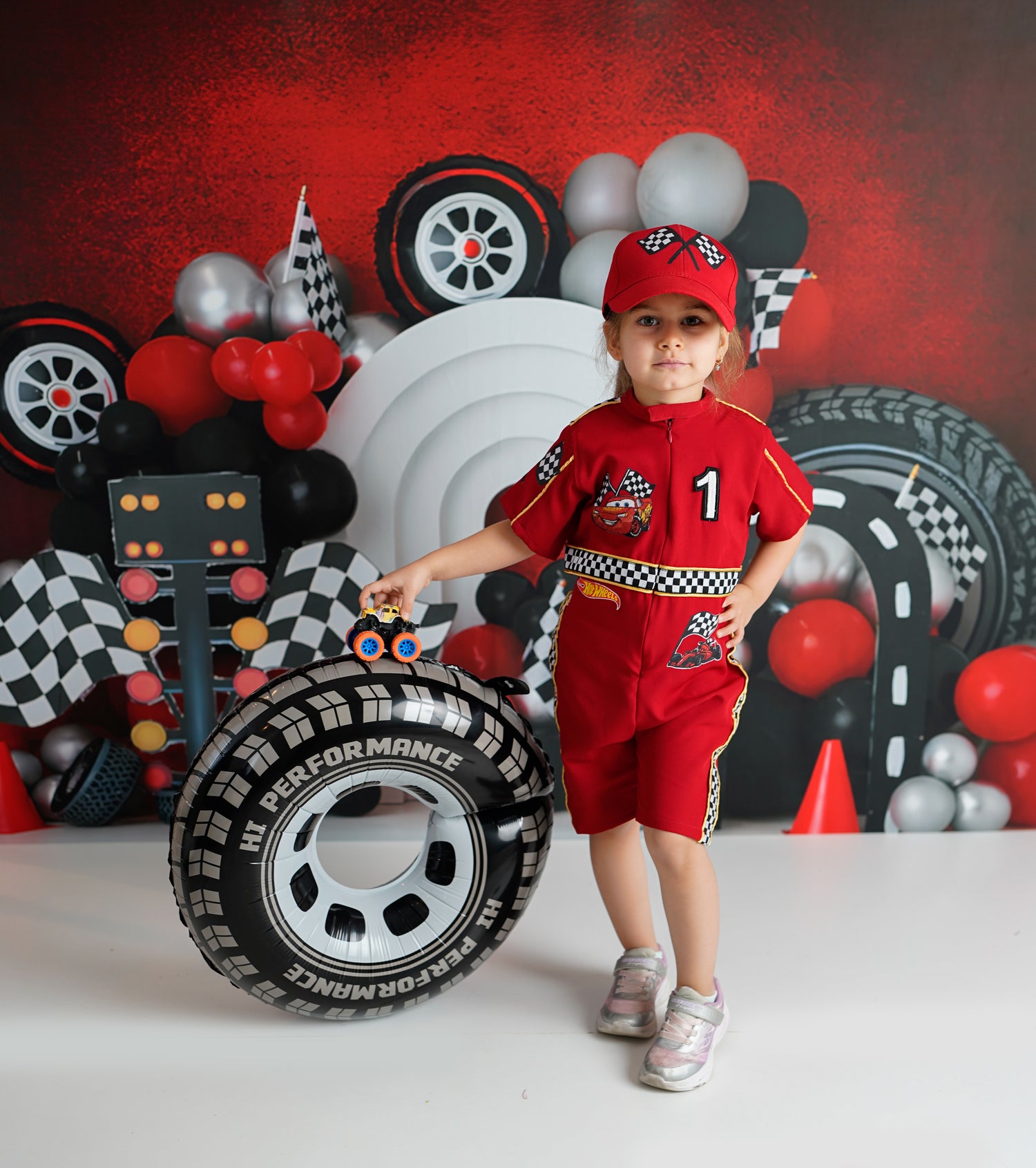 Kids Race Car Costume short sleeve with shorts Baby Girl Dress