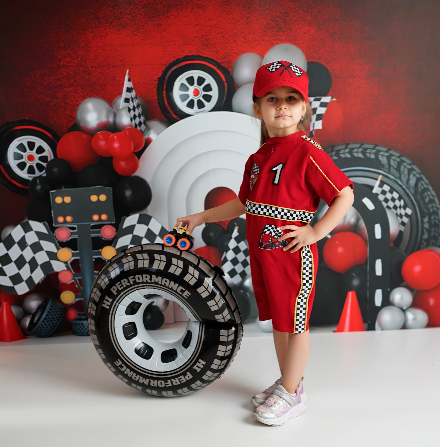 Kids Race Car Costume short sleeve with shorts Baby Girl Dress